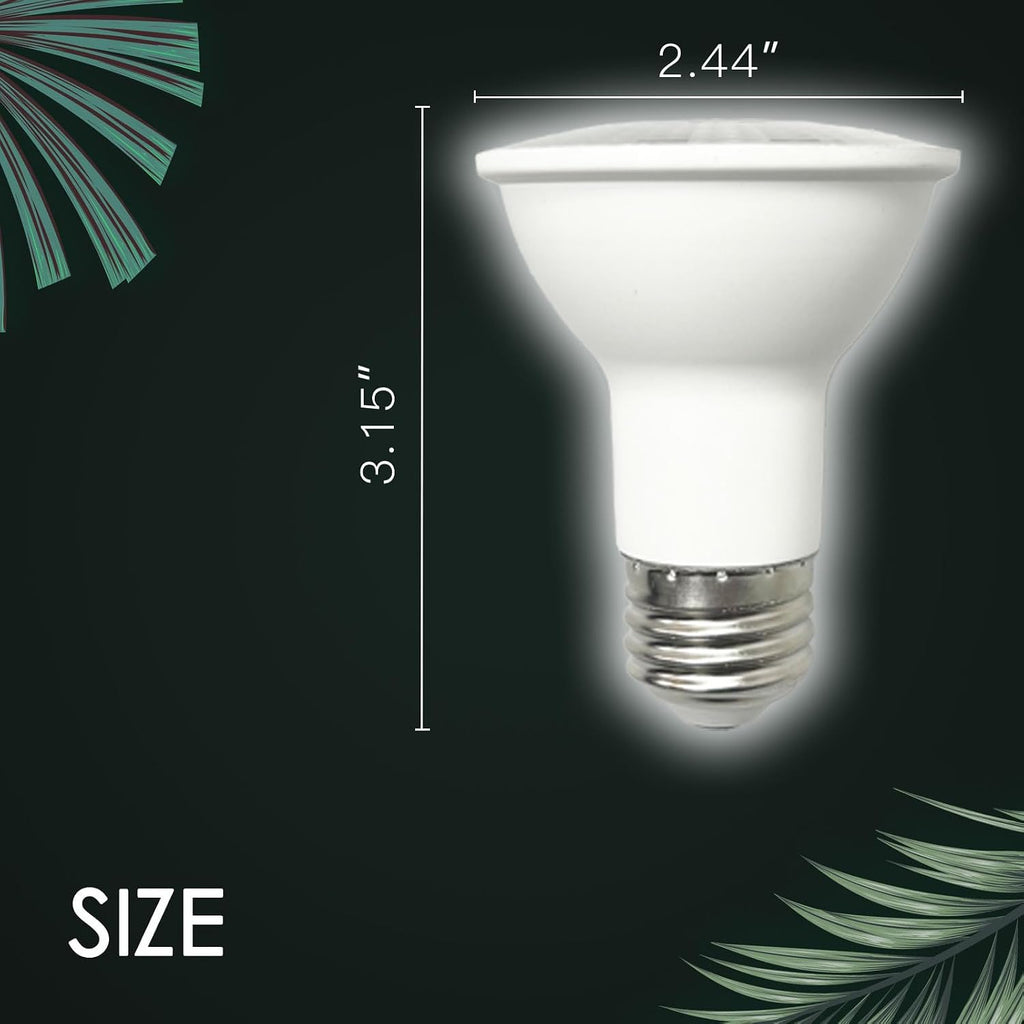 Full Spectrum 7W PAR20 E26 Base Grow Light Bulbs, Indoor Plants Seeds Greens Vegs Microgreens High PPFD, Efficient