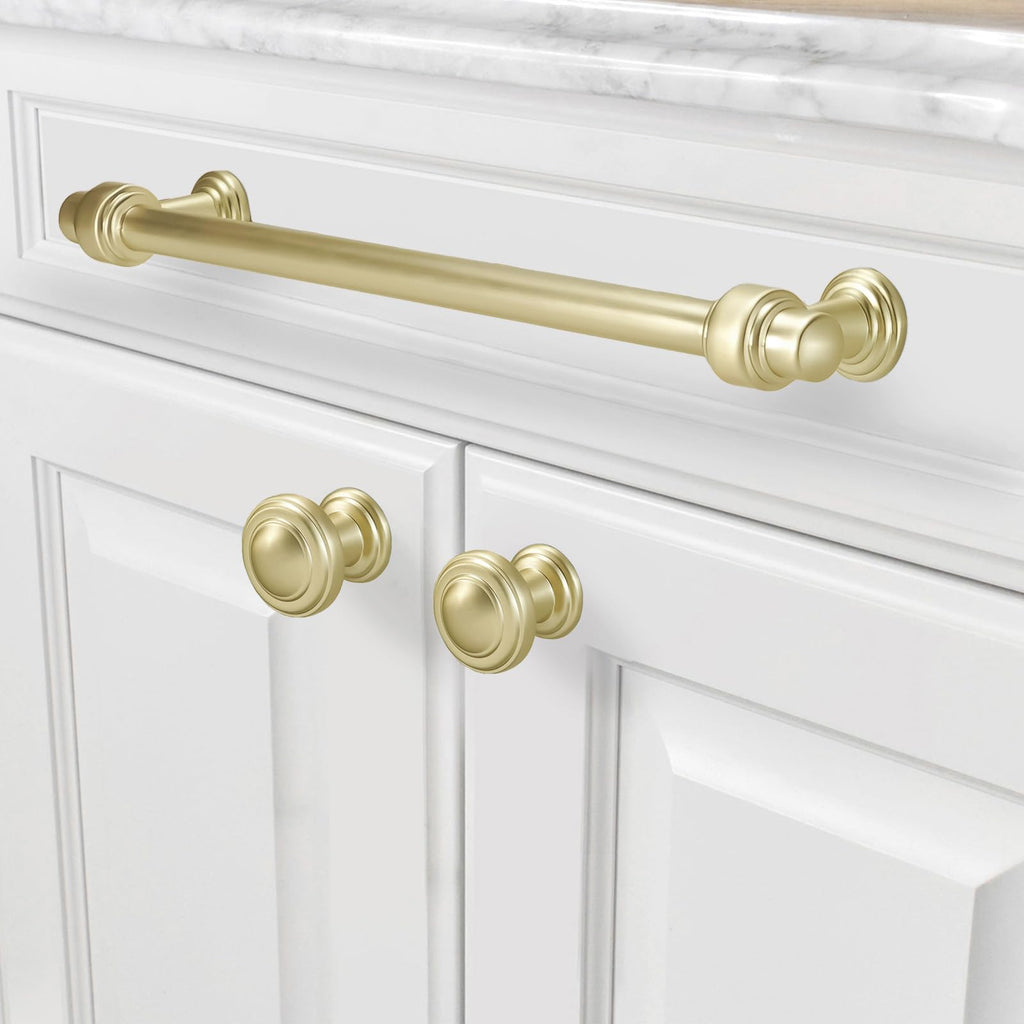 6 Pack 12-3/5 inch(320mm) Brushed Brass Kitchen Cabinet Handles Cabinet Pulls Gold Drawer Pulls Kitchen Cabinet