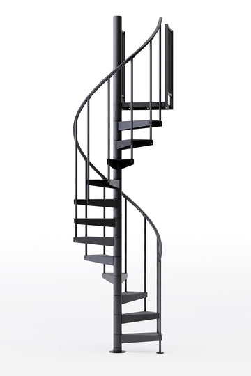 Condor Black Interior 42in Diameter, Fits Height 119in - 133in, 2 36in Tall Platform Rails Spiral Stair Kit