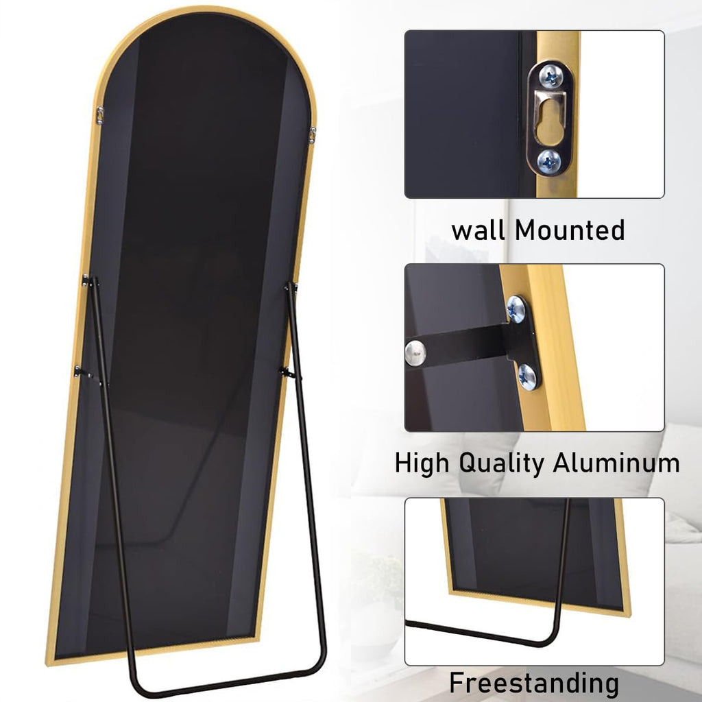 Full Length Mirror, 71"x26" Arched Standing Mirror Full Length (Gold)