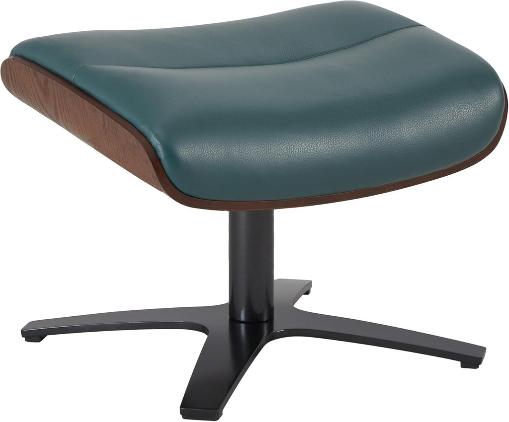 Genuine Leather Reclining Swivel Accent Chair with Ottoman, Teal