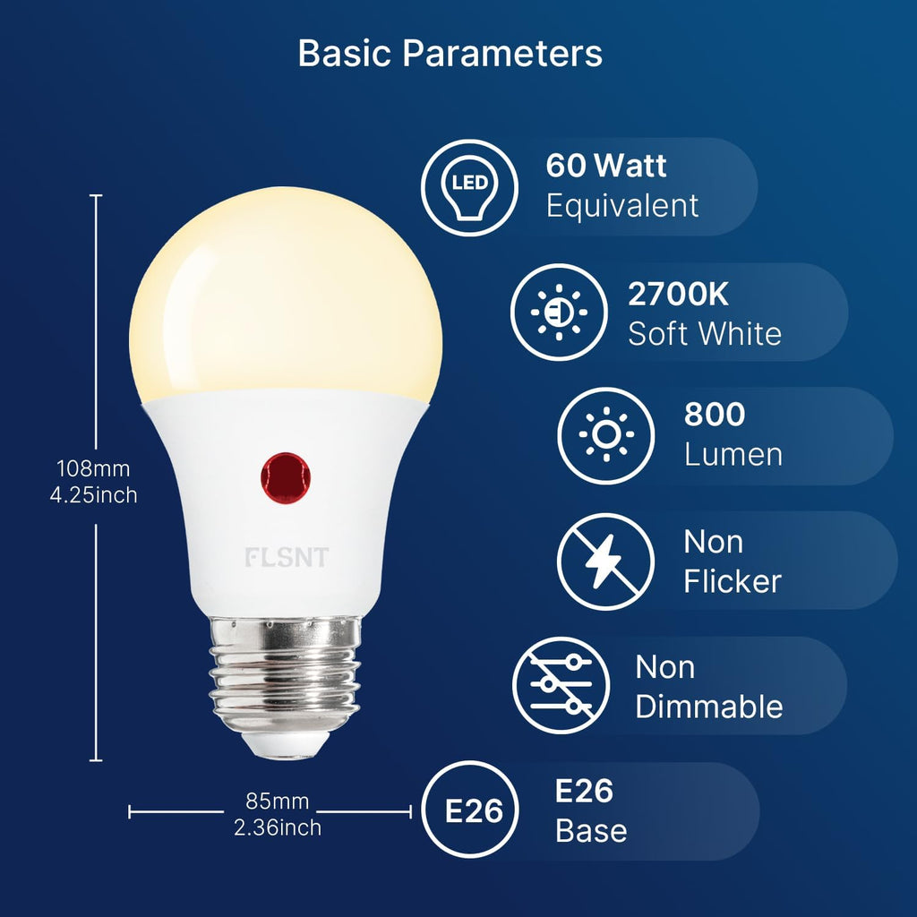 Dusk to Dawn Outdoor Sensor A19 LED Edison Bulbs, 9W (60W Eqv.), 800LM,Vintage Filament E26 Base, Auto On/Off