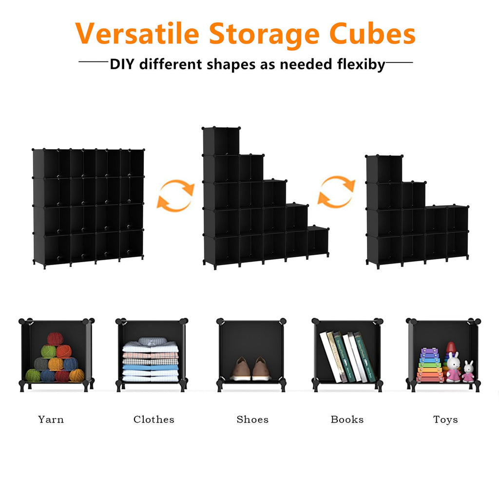 Cube Storage Organizer, 16 Cube Closet Organizer, Black