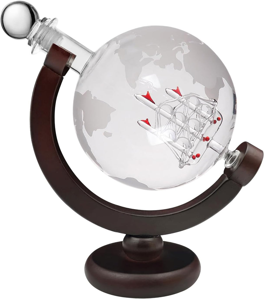 Whiskey Globe Decanter 28 Oz Gift for Dad, Men's Whiskey and Wine Shaker Global Shaker Unique Gift for Husband, Boss