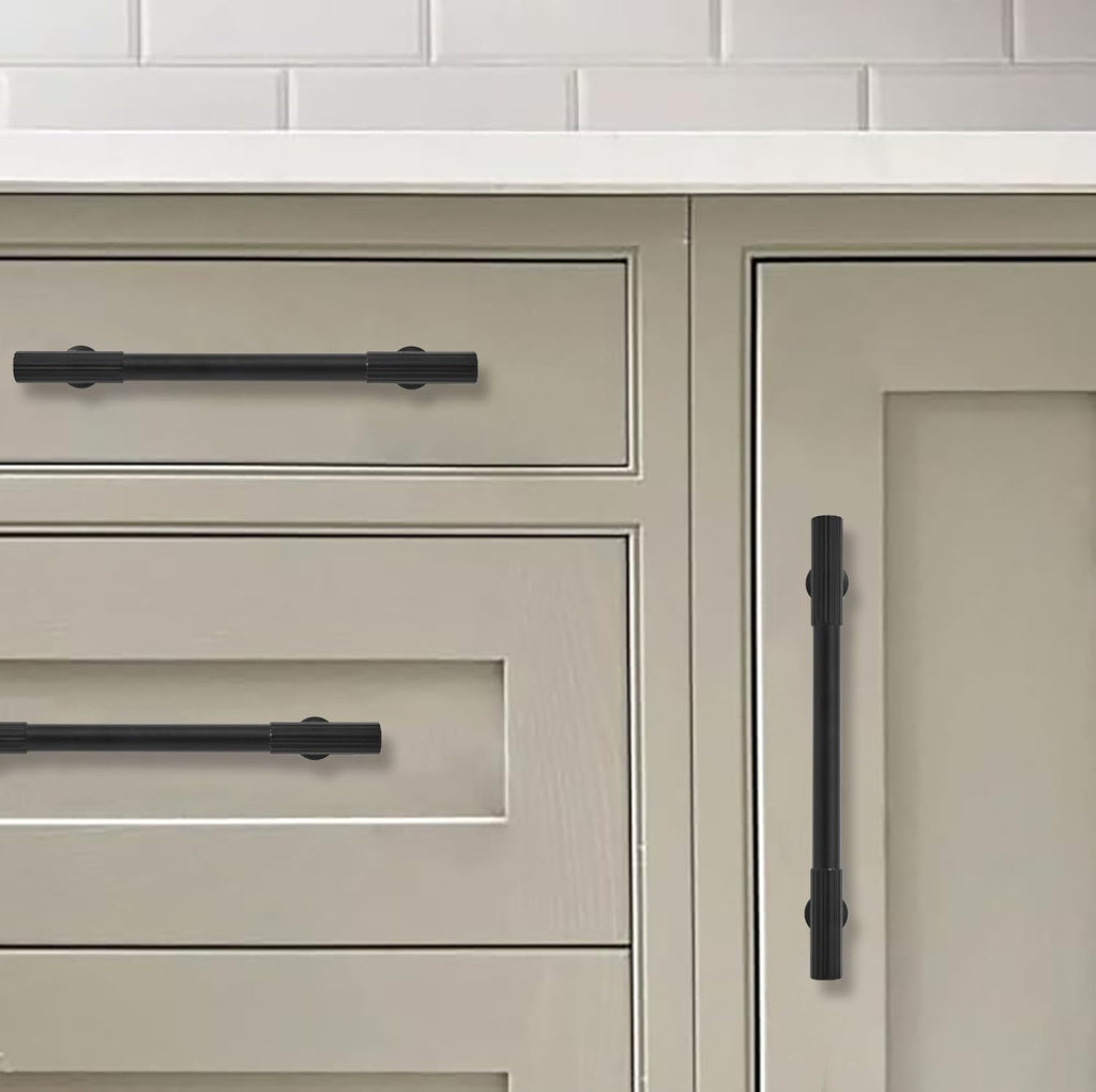 5 Inch Hole Center 2 Pack Matte Black Heavy Duty Solid Cabinet Pulls, Kitchen Drawer Handles, for Dresser cabinets