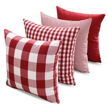 Red and White Buffalo Check Plaid Outdoor Throw Pillow Cover 20x20 Set of 4