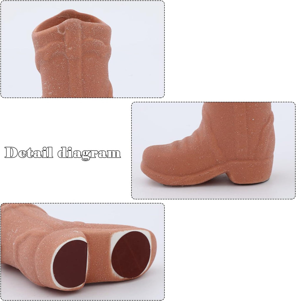 Cowboy Boot Match Holder Home Decor Ceramic, for Interior Decor Bedroom Kitchen (BROWN)