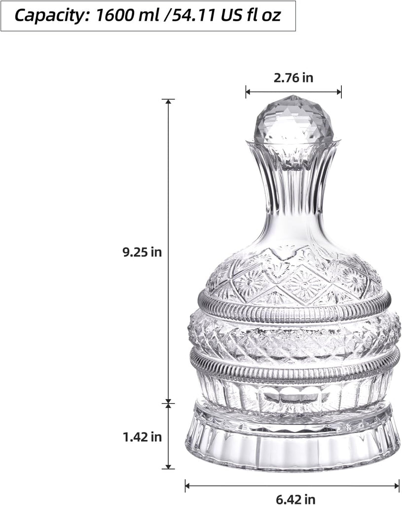 Decanter,1600ml Rotatable Glass Whiskey Decanter with Stopper