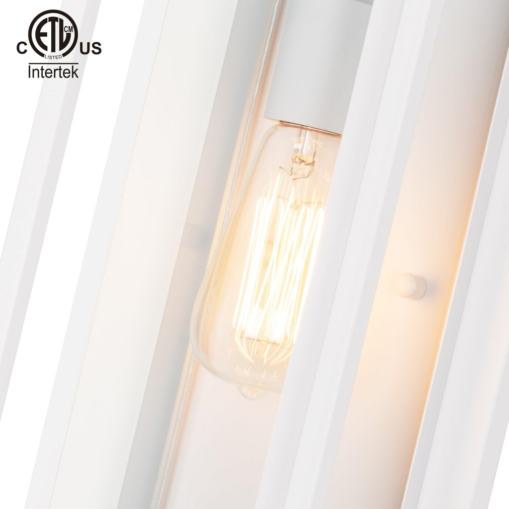18" Modern Outdoor Porch Wall Light, Matte White, 2 Pack