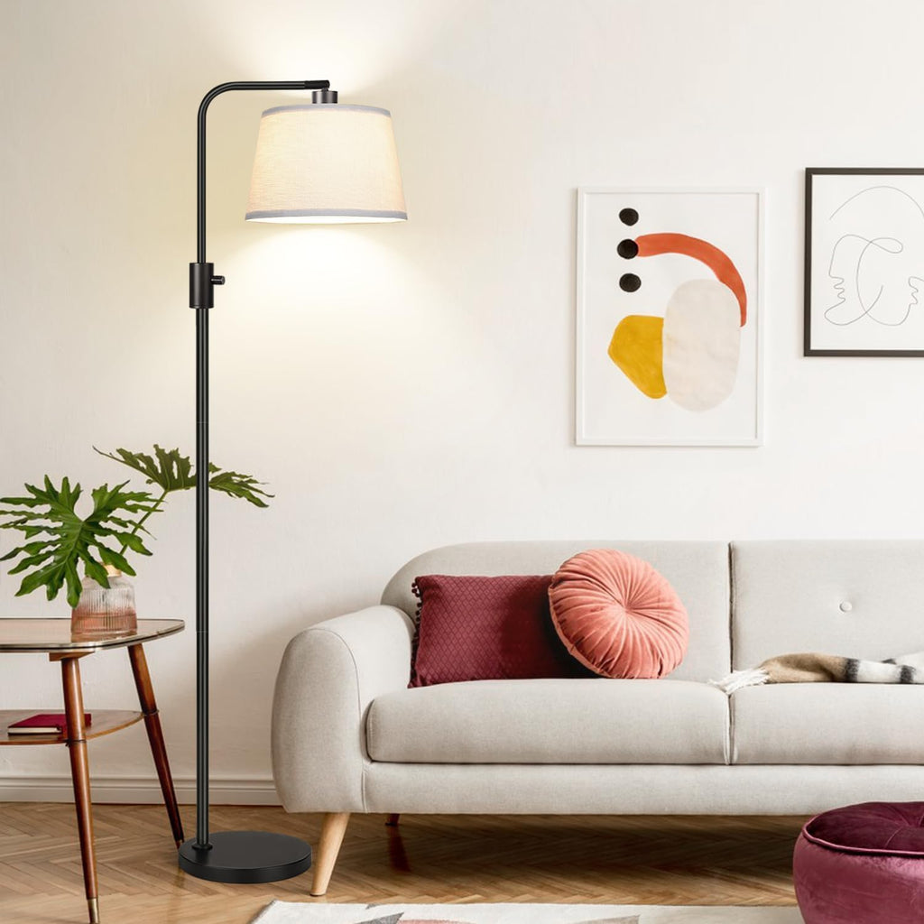 Upgraded】 Dimmable Floor Lamp, 1000 Lumens LED Bulb Included, Arc Floor Lamps Modern Standing Lamp with Linen Shade