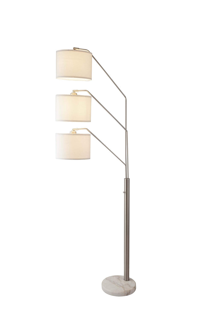 83.5" Arc Tree Floor Lamp - Featrue 3 Hanging White Drum Fabric Shade with Adjustable Swing Arm and Marable Base