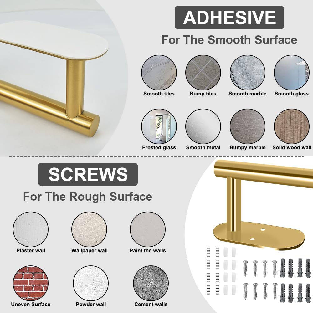 Gold Curtain Tiebacks Adhesive and Screw-in Curtain Holdbacks - 4pcs
