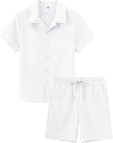 Boys Short 2 Pieces Set Beach Vacation Outfits Texture Set Kids