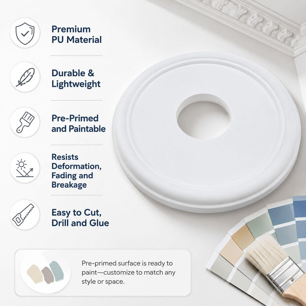 13 Inch Ceiling Medallion White PU Fan Trim Ring