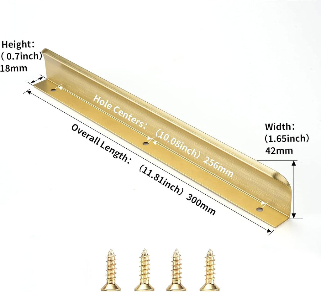 Brushed Brass Edge Finger Tab Pull for Cabinets Kitchen Concealed Aluminum Bathroom Closet Handles Bar Drawer pulls