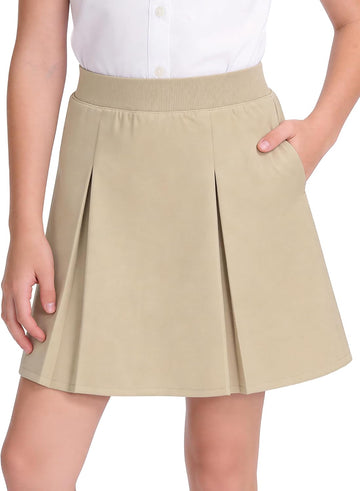 Girls School Uniform Skirts Pleated Pull-on Scooter Skorts for Kids