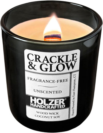 Unscented Candle Wood Wick | Fragrance-Free | Coconut Soy Wax | Clean Burn | Handpoured by , 80 Hour Burn Time, 1