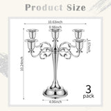 3 Pcs 5 Arm Metal Candelabra Candlestick Holders 10.24 Inch Tall Candlestick Holders Gothic Candle Holdery (Sliver)