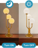 Modern Gold Globe Table Lamp Dimmable Mid Century 3-Light Desk Lamp 3000K Warmwhite Nightstand Lamp Bedside End