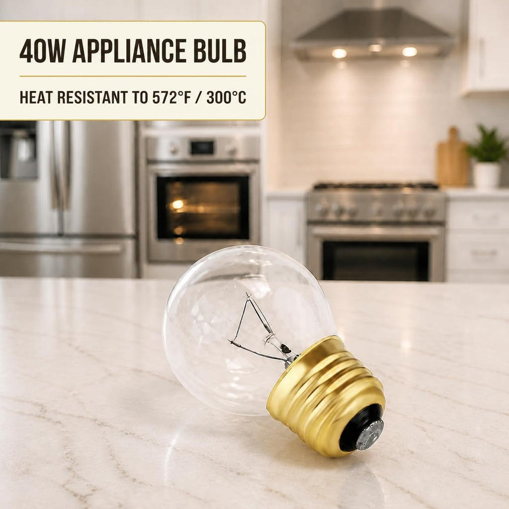40W Oven Light Bulbs, A15 E26/E27 Base, Fits W hirlpool, G E, M aytag, Ken-M ore, F rigidaire Ovens, Microwaves