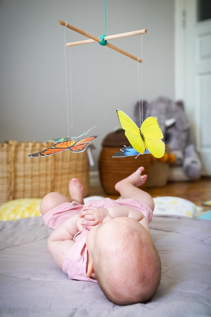 Montessori Baby Mobile Set with Wooden Play Gym - Munari, Octahedron, Gobbi, Dancer, Rainbow & Bell Mobile, Sensory