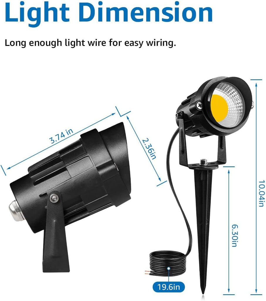 12V Low Voltage LED Landscape Lights Outdoor with Spike Stand 8Pack | 12-24V 3000K Waterproof 900LM Yard Pathway