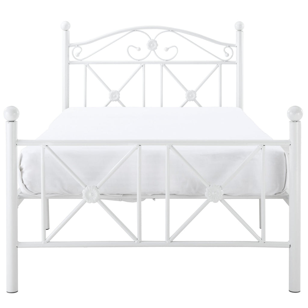 Cottage Modern Farmhouse Metal Twin Platform Bed in White