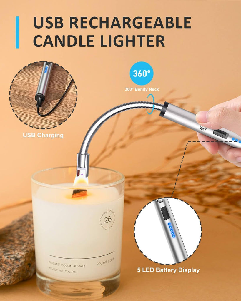 5 in 1 Candle Care Kit, Elegant Candle Wick Trimmer Set, Candle Lighter Set, Candle Snuffer, Candle Tray, Candle Wick