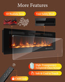 60" Electric Fireplace Insert| Wall Fireplace Electric with 3 Remote Controls |36 Custom Flame Effects