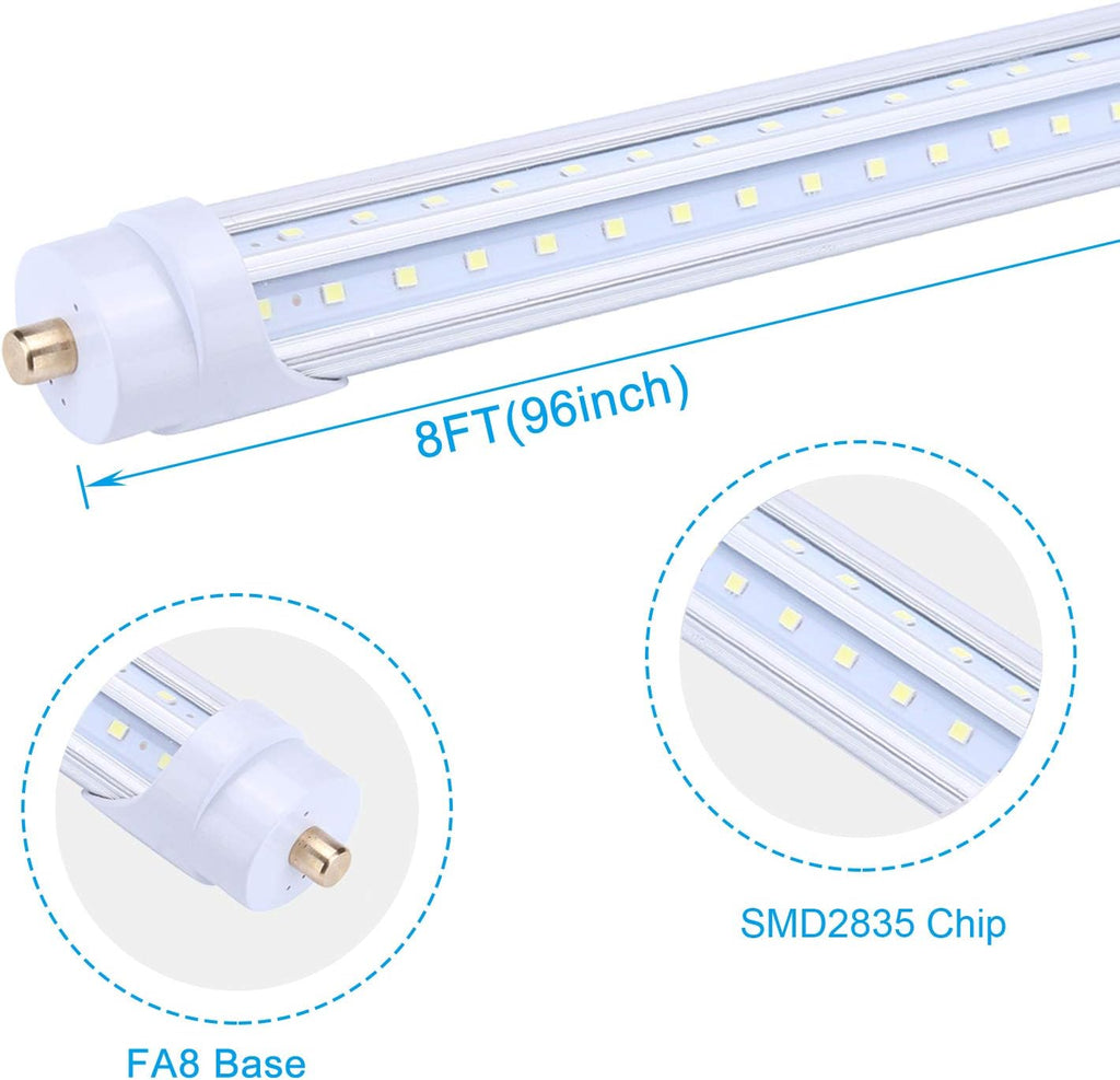 T8 LED Tube Light 8FT 65W,FA8 Single Pin LED Lights,6000K,Super Bright,8 Foot LED Bulbs to Replace Fluorescent Light