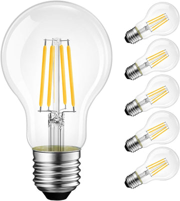 A19 Vintage Edison LED Filament Bulb E26 Base, 4W (40W Equivalent), Warm White 2700K, 500 Lumens, Non-Dimmable, 3