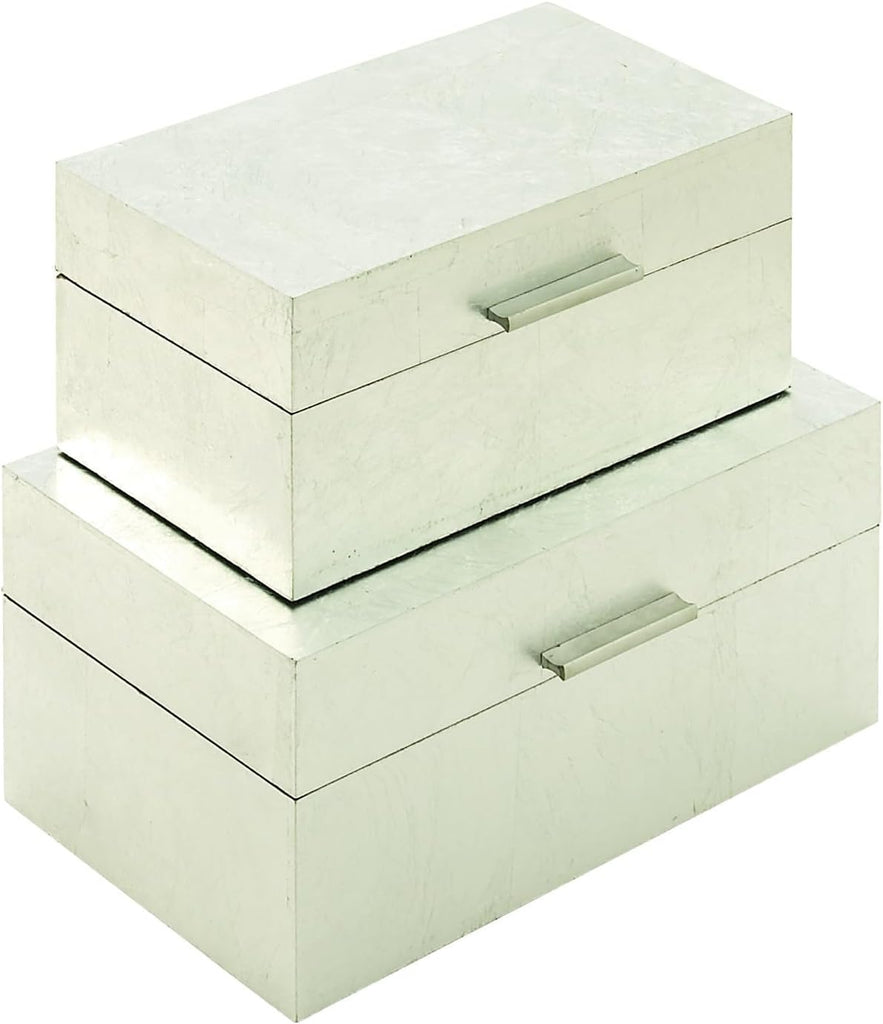 Wooden Decorative Box Decorative Keepsake Boxes with Textured Foiled Exterior Storage Boxes 13", 11"W - Set of 2
