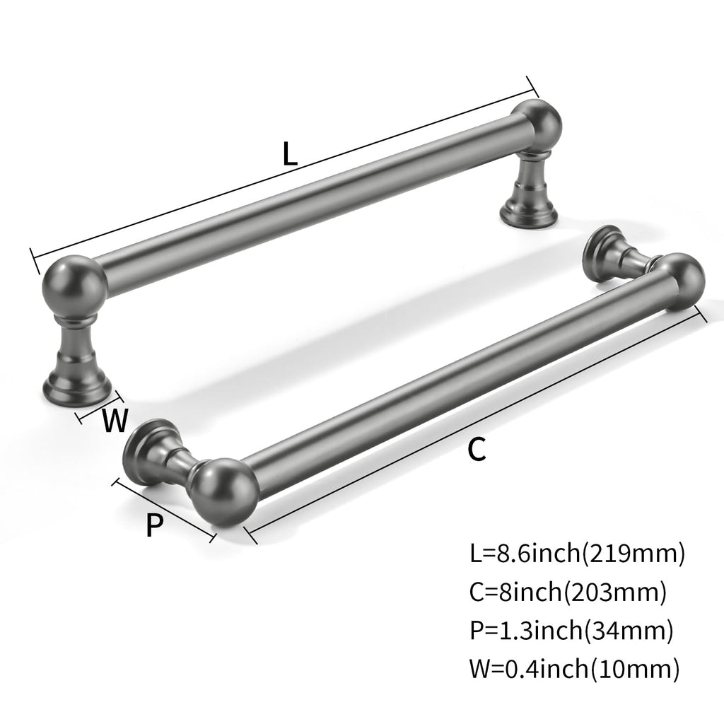 10 Pack 8 Inch Hole Center ASH Gray Cabinet Pulls Heavy Duty Solid Cabinet Handles cabinets Dressers Kitchens Handles