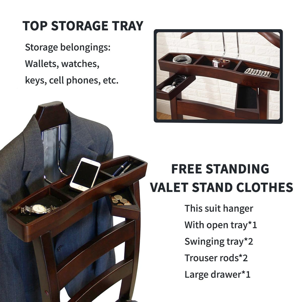Gentleman's Valet Chairs Clothes Valets with Drawer Hanger Trouser Bar, Home & Garden Household Supplies Storage