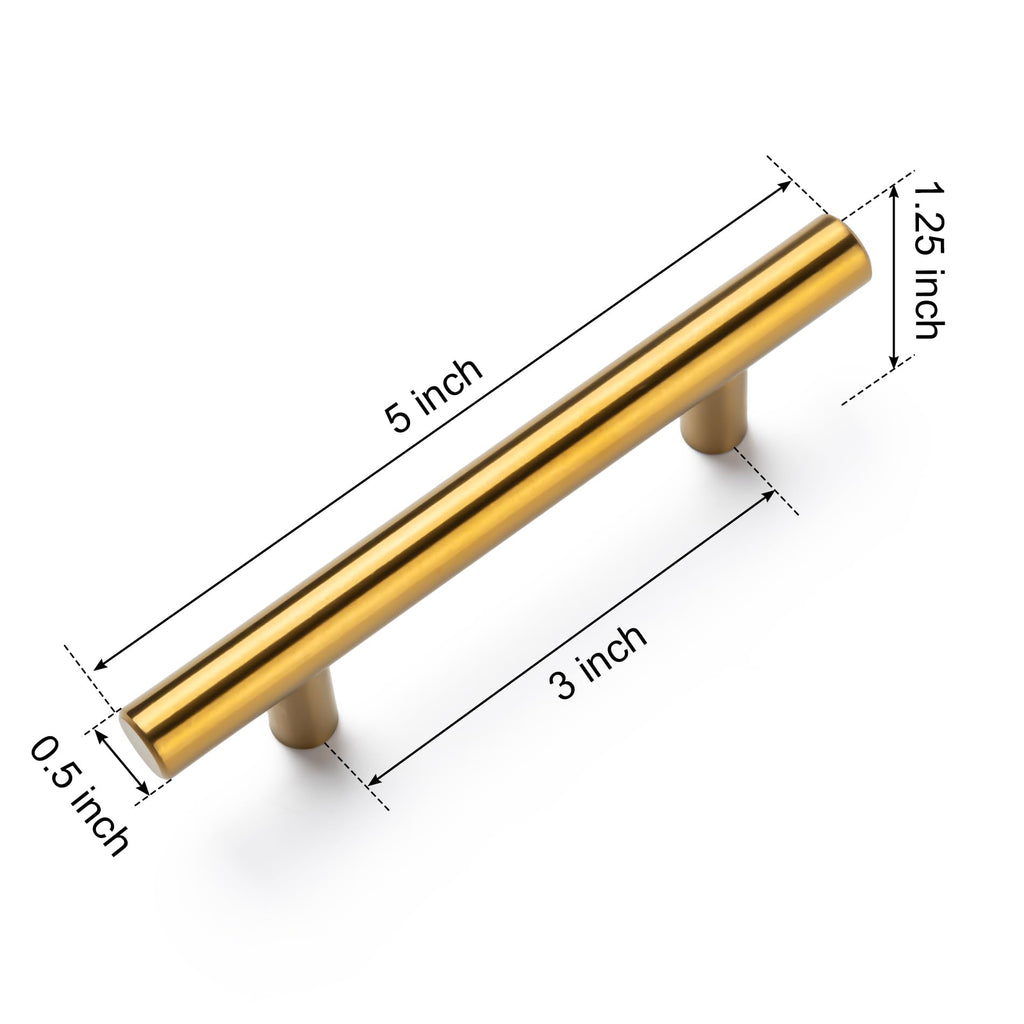 25 Pack Cabinet Handles, 5 Inch Length, 3 Inch Hole Center, Brushed Nickel