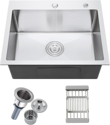 25" x 22" Drop- Sink, Single Bowl Topmount with Nano Coating & Workstation Design, Stainless Steel with Enhanced