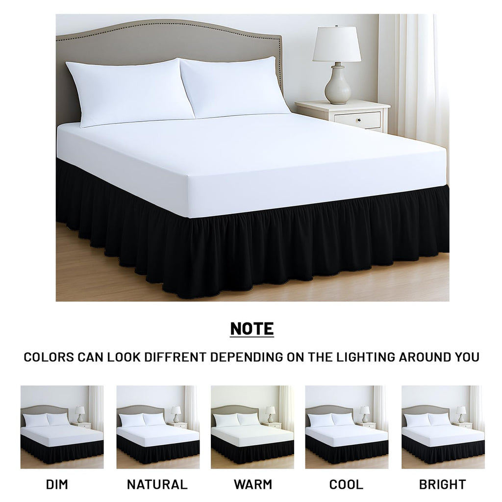 10 Inch Drop Ruffled Bed Skirt - Classic Gathered Styling, Platform Style Dust Ruffle with Secure Fit