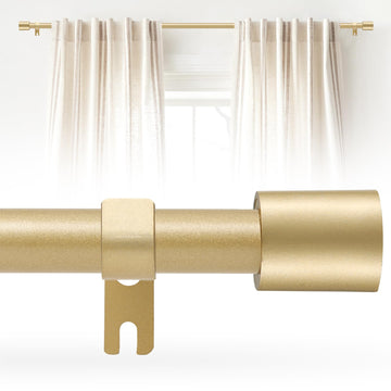 Gold Curtain Rods for Windows 48-84 Inch, Adjustable 5/8 In Curtain Rod Gold