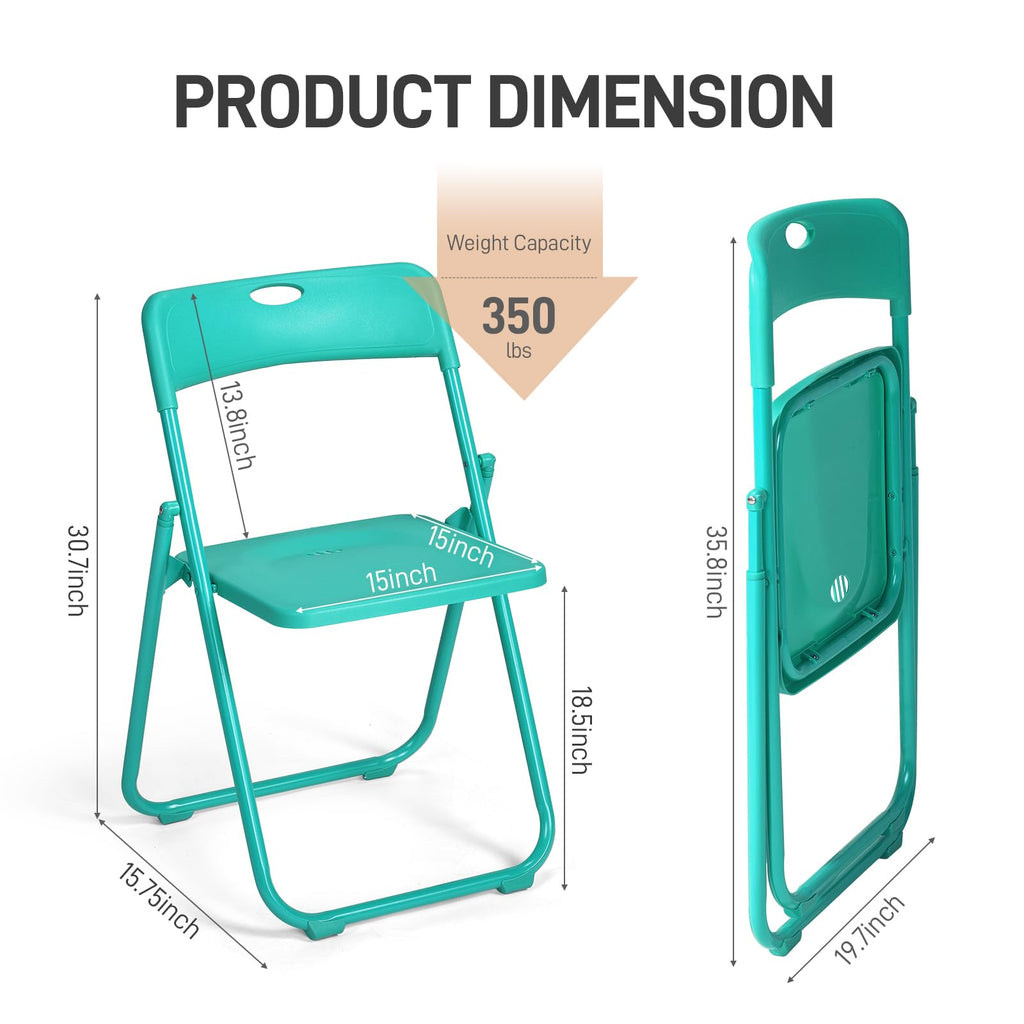 10 PCS Plastic Folding Chair, Lightweight Chair, Mint Green