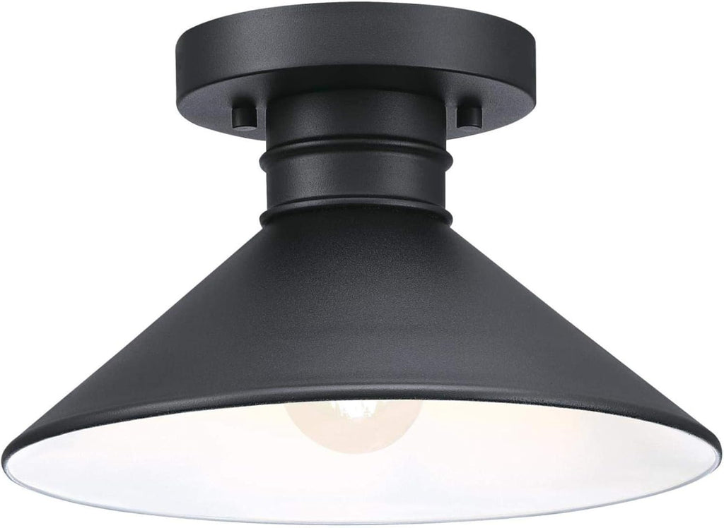 Watts Creek 11 Inch Rustic/Arts & Crafts One-Light Outdoor Semi Flush Mount Ceiling Light, Dark Sky Friendly