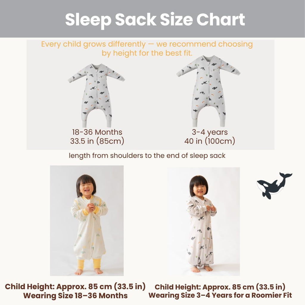 Merino Wool Organic Cotton Toddler Sleep Sack with Feet, Year-Round Removable Sleeves Wearable Blanket