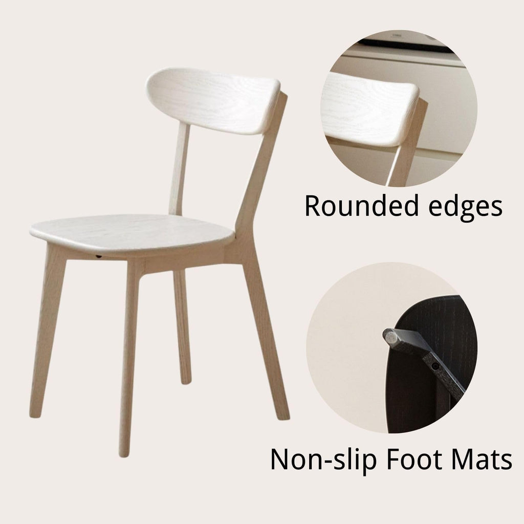 Dining Chairs, Kitchen Chairs, 100% Oak Solid Wood Modern Chair with Curved Backrest Kitchen & Dining Room Chairs