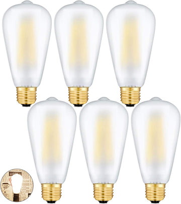 8W ST64 E26 Dimmable LED Edison Bulb 3000K Soft White, 6 Pack