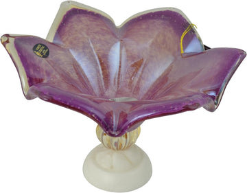 15" Inch Italian Murano Purple Glass Dish Fruit Bowl Center Piece