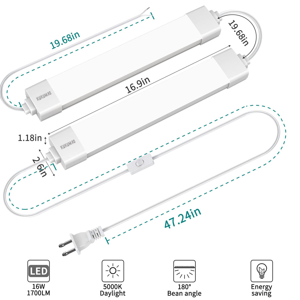 1.4FT Linkable LED Tube Light,1800LM 5000K Plug in Cabinet Light