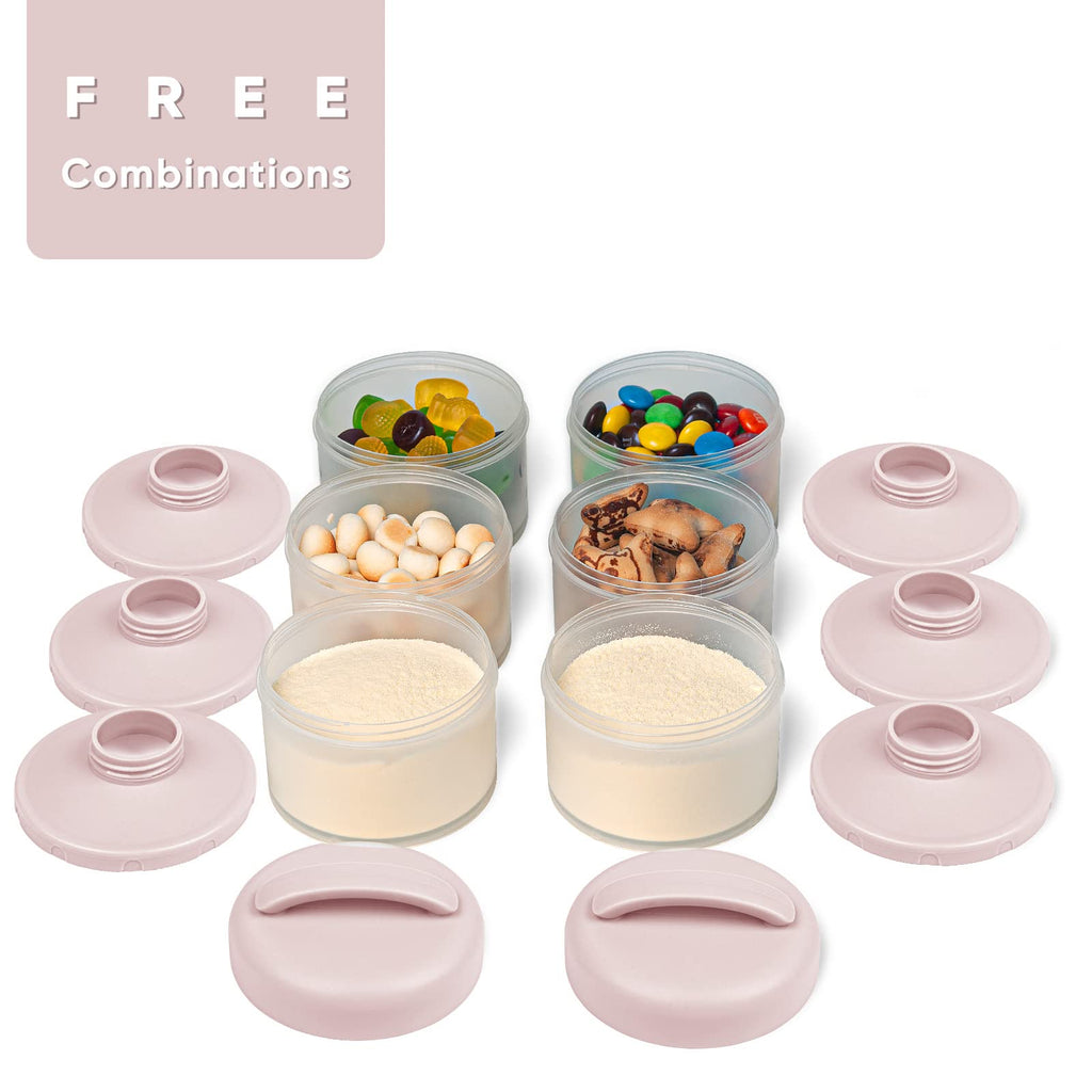 Stackable Formula Dispenser Portable Milk Powder Container, 2 Pack, Light Pink