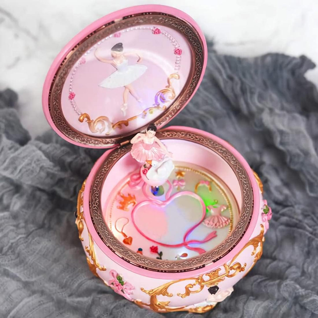 Classical Ballerina Music Box Collectible Mechanical Musical Box with Colorful Lights and Sankyo 18-Note Wind Up
