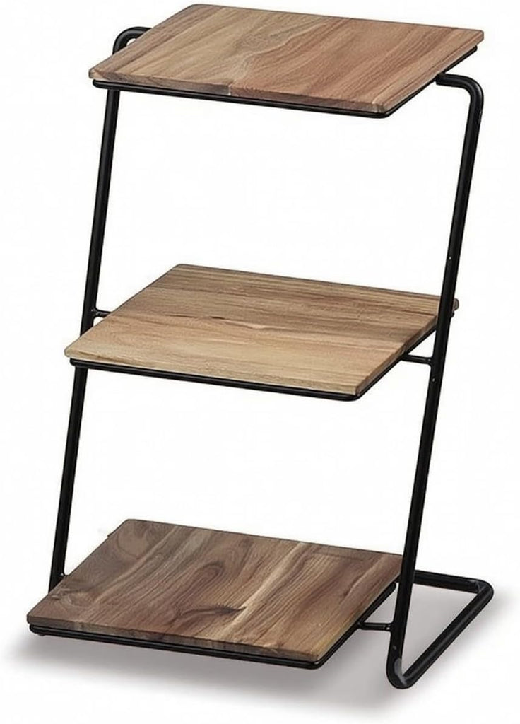 Three Tier Dessert Stand Tiered Serving Stand Cake Stand Display Rack With Sturdy Iron And Wood Shelves compact