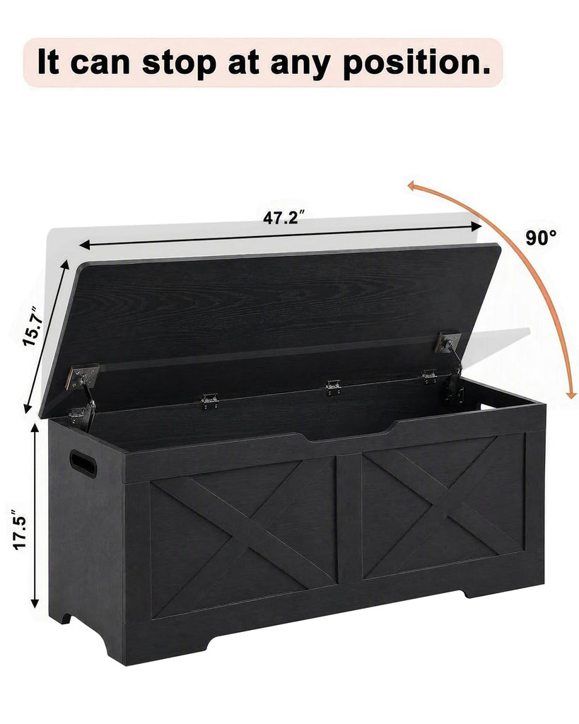 47.2" Storage Chest, Wooden Storage Bench, Entryway Shoes Bench