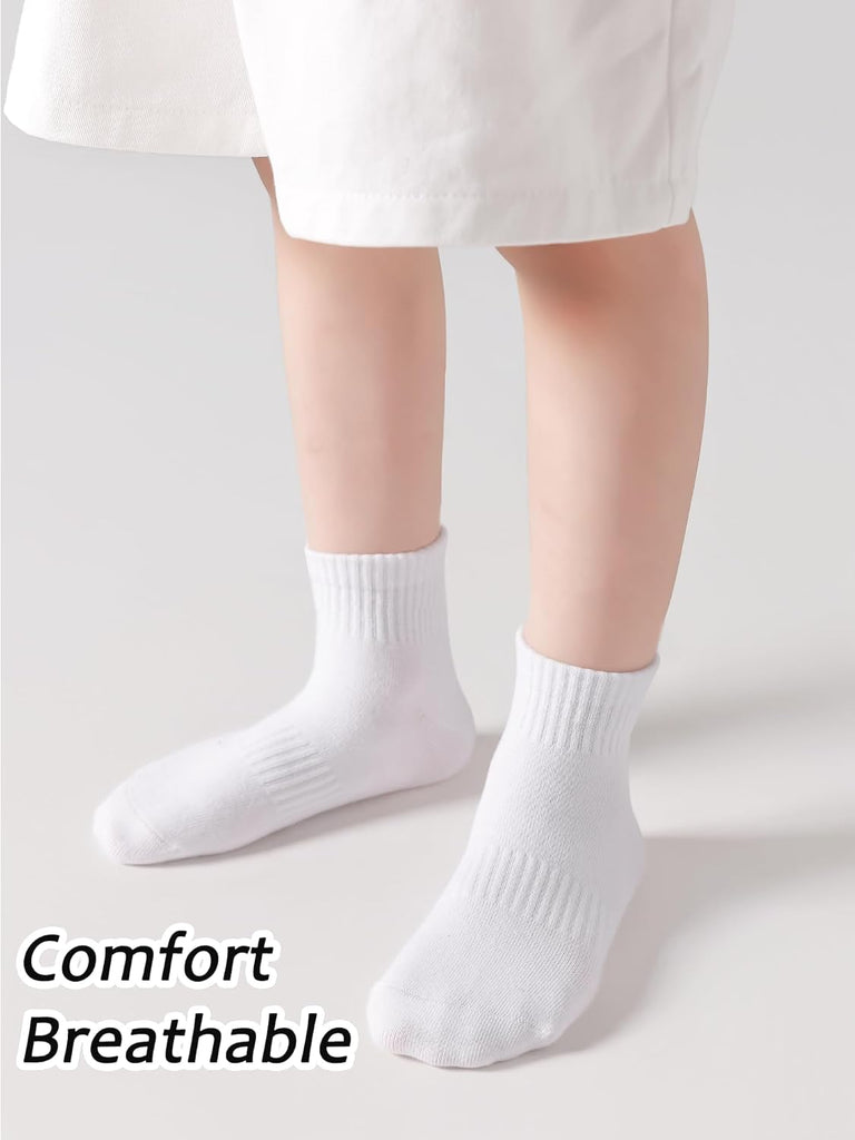 Kids Quarter Ankle Socks for Boys Girls 10 Pack Seamless Athletic Socks